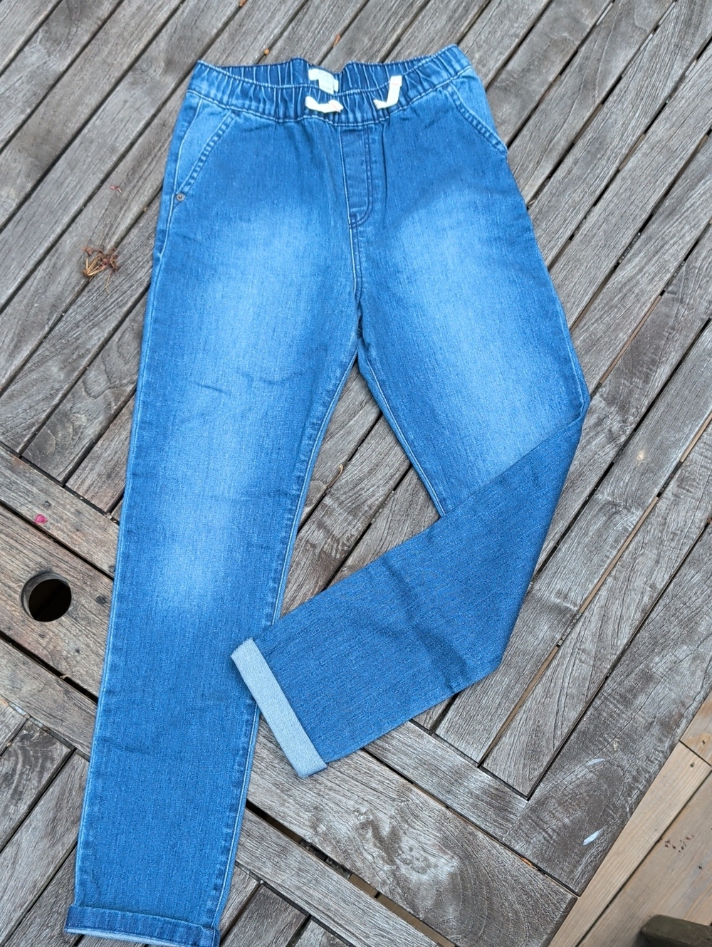 Roxy Light Blue Boyfriend Jeans with Drawstring Waist